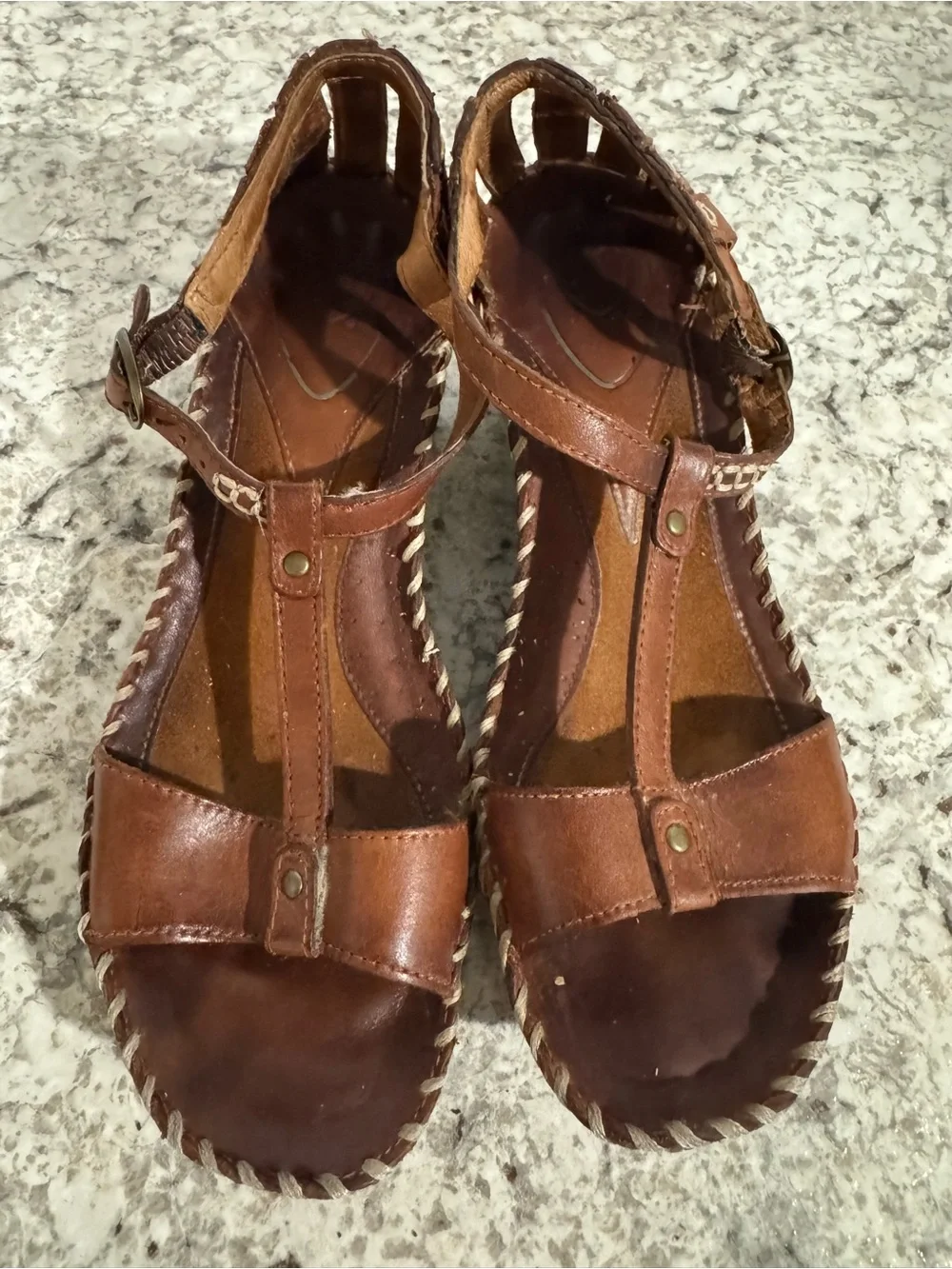 Ariat Shalimar Leather T-Strap Buckle Wedge Gladiator Sandals Women’s Size 8B